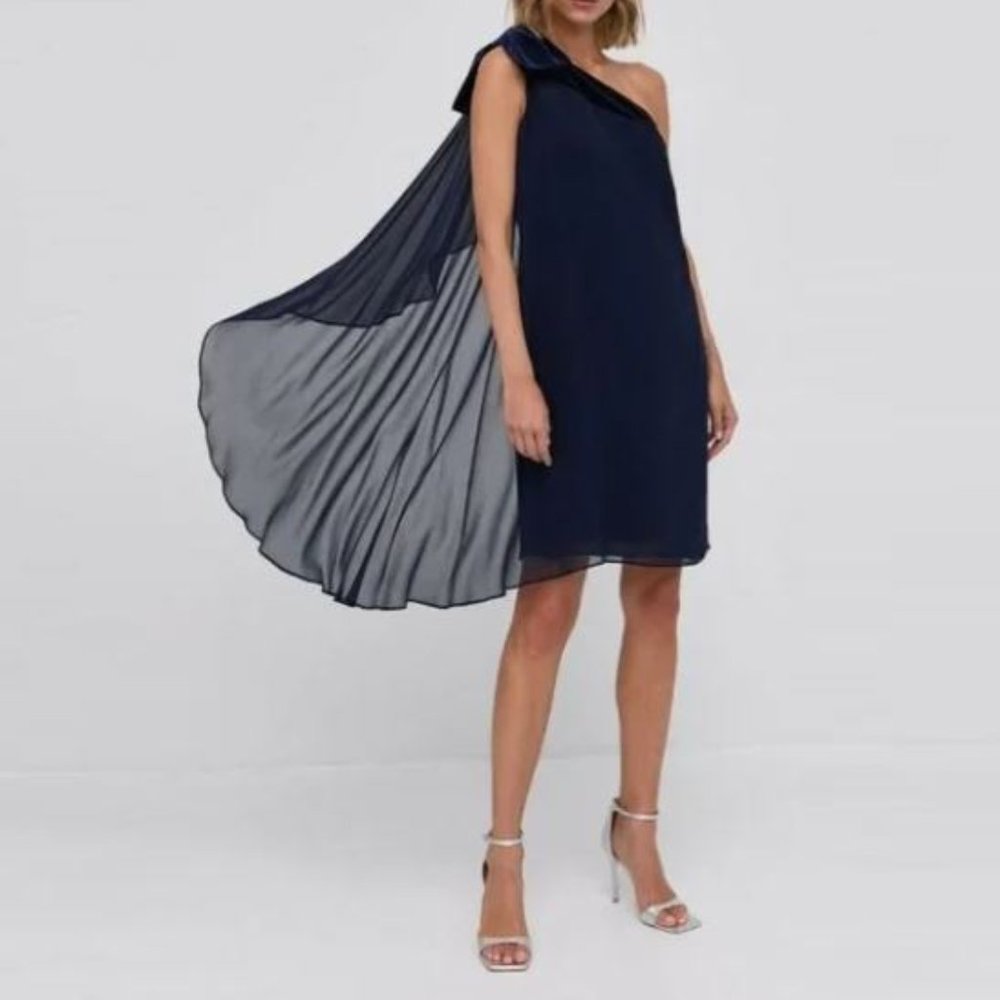 Ralph Lauren Navy One Shoulder Blue Dress